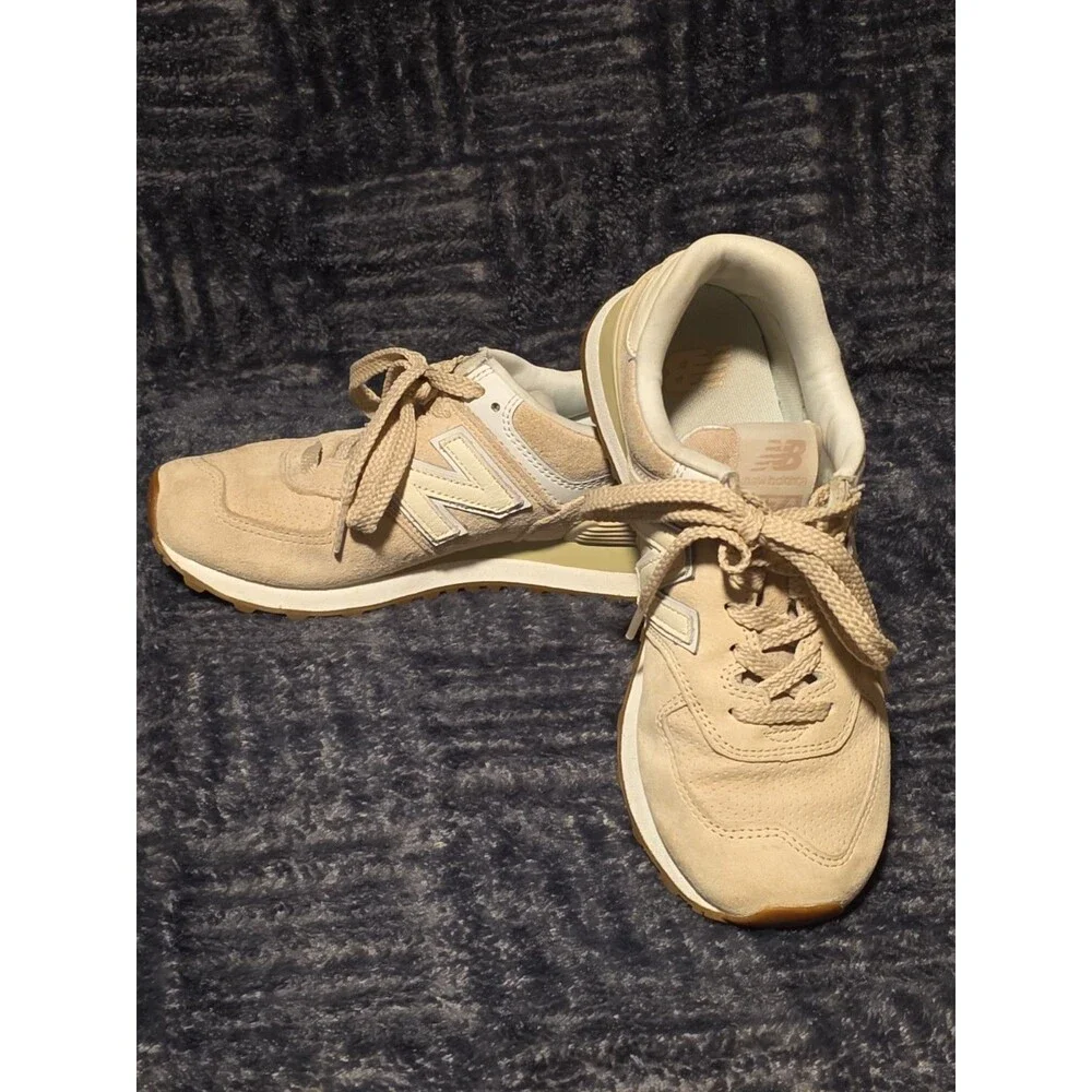 New Balance 574 Shoes Women's Size 6.5 Tannish Suede Mesh ENCAP WL574DL2 Laces
